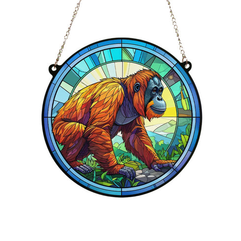 Orangutan Stained Glass Effect Suncatcher